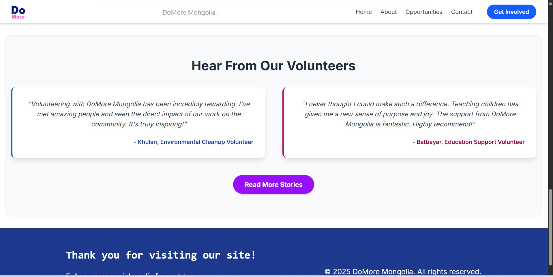 DoMore Mongolia - Volunteer Platform Screenshot 3