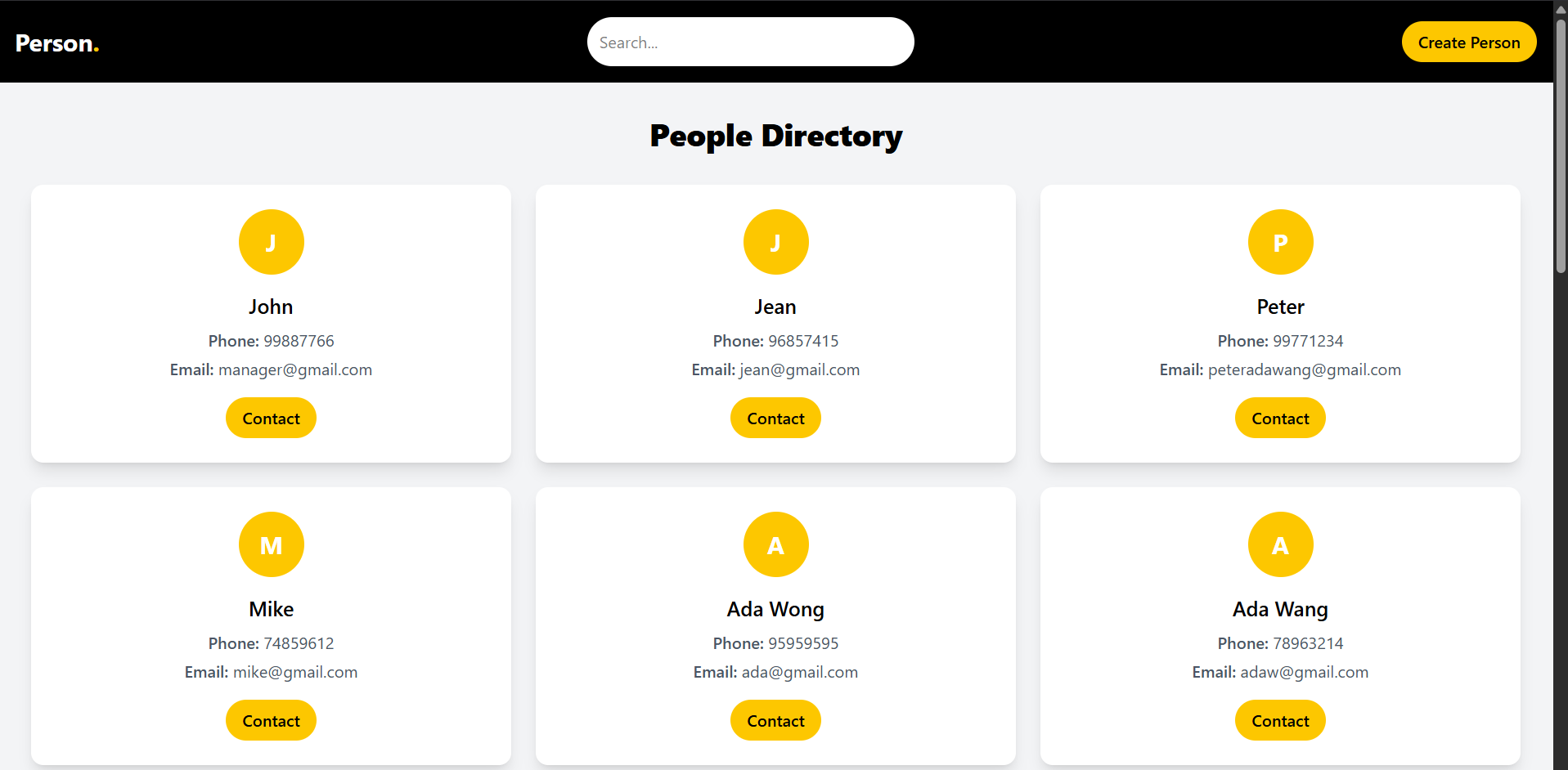 Search by Name Backend Project Screenshot 1